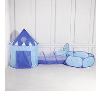 Benebomo Juego de Tienda de campaña Infantil 3 en 1 con túnel y Piscina de Bolas, diseño de príncipe, Color Azul, casa de Juegos emergente para Interior