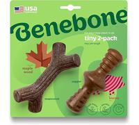 Benebone Paquete de 2 minúsculos Maplestick/Zaggler indestructibles para masticadores agresivos, rompedor de aburrimiento Resistente de Larga duración para Perros, Sabor a Tocino Real y Madera de