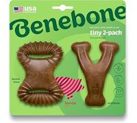 Benebone Paquete de 2 pequeños masticables dentales duraderos para masticadores agresivos, Tocino Real, Fabricado en los Estados Unidos.