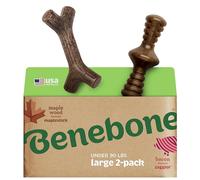 Benebone Paquete de 2 Unidades indestructibles Maplestick/Zaggler para masticadores agresivos, rompe el aburrimiento Resistente de Larga duración para Perros, Sabor a Tocino Real y Madera de Arce