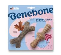 Benebone Puppy Tiny - Paquete de 2 Unidades indestructibles Maplestick/Zaggler para masticadores agresivos, rompedor de aburrimiento de dentición de Larga duración para Cachorros, Sabor Real de