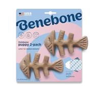 Benebone Puppy Tiny - Paquete de 2 Espinas de Pescado indestructibles para masticadores Modestos, rompedor del aburrimiento de la dentición para Cachorros, Sabor a salmón Real, para Perros Extra