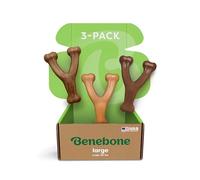 Benebone Wishbone - Paquete Grande de 3 Juguetes masticables duraderos para Perros masticadores agresivos, Tocino Real, Pollo, Mantequilla de maní, Fabricado en Estados Unidos, Paquete Variado