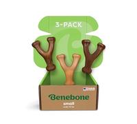 Benebone Wishbone - Paquete pequeño de 3 unidades, juguete masticable duradero para perros masticadores agresivos, tocino real, pollo, mantequilla de maní, fabricado en Estados Unidos, paquete variado