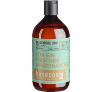 Benecos Gel de ducha ecológico 2 en 1 para una menta fresca - menta orgánica - cosméticos naturales certificados - vegano - limpieza suave para la piel y el cabello - rellenable - 500 ml