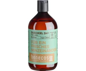 Benecos Gel de ducha ecológico 2 en 1 para una menta fresca - menta orgánica - cosméticos naturales certificados - vegano - limpieza suave para la piel y el cabello - rellenable - 500 ml