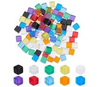 Benecrea 100 cubos acrílicos vacíos de 10 mm, 10 colores hexagonales con caja de almacenamiento para hacer proyectos creativos, enseñanza de matemáticas, 10 x 10 x 10 mm