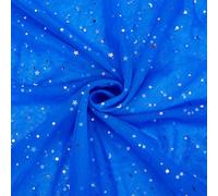BENECREAT 1,5 x 9,1 m Tela de tul con purpurina con estrellas y luna, tela de malla de poliéster azul marino para vestidos de novia, decoración del hogar, decoraciones de boda, costura, manualidades