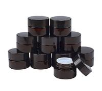 BENECREAT 10 Pack 5ml Tarro Ámbar de Vidrio Cosmético con Forros Interiores Blancos y Tapa Negra Prefecto para Crema Facial Loción