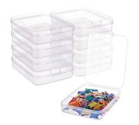 BENECREAT 10 Pack Caja de Plástico Contenedores de Almacenamiento 12x9x3cm Transparente con Tapas Abatibles para Pastillas Hierbas Cuentas Pequeñas Tarjetas