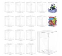 BENECREAT 100 cajas de regalo transparentes de PVC 4 x 4 x 6 cm, cajas de regalo transparentes de PVC para bodas, fiestas, dulces, cupcakes y paquetes de golosinas