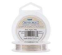 BENECREAT 10m 0.6mm Alambre Trenzado de Cobre Cable Metálico Accesorios de Manualidad para Diseño de Bisutería - Plateado Calibre 22
