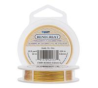 BENECREAT 10m 0.6mm Alambre Trenzado de Cobre Cable Metálico Accesorios de Manualidad para Diseño de Bisutería - Dorado Calibre 22