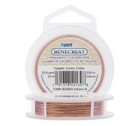 BENECREAT 10m 0.6mm Alambre Trenzado de Cobre Cable Metálico Accesorios de Manualidad para Diseño de Bisutería - Color de Cobre Rojo Calibre 22
