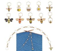 BENECREAT 11 Unids Acrílico Número Tejer s Contador Cadenas Y Abejas, Tarro de Miel, Marcadores de Punto de Remate con Abalorio Esmaltado de Margarita con Anillo Hexagonal para Tejer