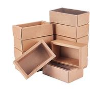 BENECREAT 12 cajas de cartón con 18,6 x 12,3 x 3,5 cm, cajón rectangular marrón y ventana de plástico PVC para artículos de fiesta, dulces y joyas