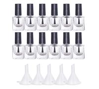 BENECREAT 12 Pack 10ml Botella Vacía de Vidrio Transparente de Esmalte de Uñas con Tapa de Cepillo 5 PCS Embudos Contenedor Cristal de Esmalte de Uñas para Esmalte de Uñas DIY