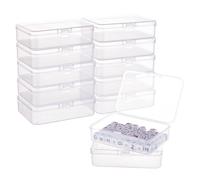 BENECREAT 12 Pack Caja de Almacenamiento de Cuentas de plastico con Tapas abatibles para articulos, Pastillas, Hierbas, Cuentas pequenas,Joyas - (9.4cmx6.4cmx2.6cm)