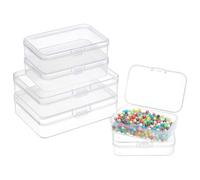 BENECREAT 12 Pack Caja de Plástico Transparente de Almacenamiento 3 Tamaños Mixtos Contenedor de Almacenamiento para Monedas, Pastillas, Herbas y Artículos Pequeños