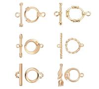 BENECREAT 12 Set Cierre Chapado en 18K Oro de Mordaza Conector OT Accesorios Brazalete Collar Dorado - 6 Formas Mixtas