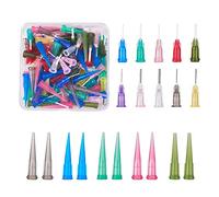 BENECREAT 120 PCS Agujas de Dispensación 3 Estilos Diferentes Aguja Cónica, Agujas con Punta de Plástico y de Acero Inoxidable para Jeringa y Botella de Pegamento 40 PCS/Estilo