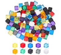 BENECREAT, 140 Uds., 10 Colores, 7.5mm, Dados En Blanco, Cubos Acrílicos, Colores Surtidos, Cuentas Sin Agujeros Con Caja de Almacenamiento Para Fabricación DIY