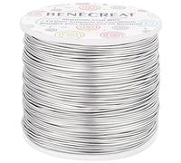 BENECREAT 150m Alambre de Aluminio Anodizado Fabricación de Artesanías Rebordeado Alambre de Artesanía de Aluminio de Color Floral (1mm- Plata)