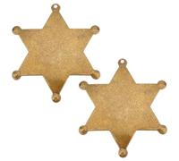 BENECREAT 2 insignias de alguacil adjunto del psicópata occidental, insignia de diputado mental, regalo hexagonal de hierro, accesorio de hierro con estrella en blanco para premios de carnaval