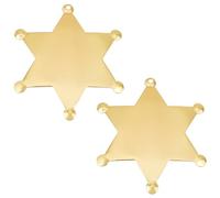 BENECREAT 2 Pieza de Insignia de Sheriff, Pines de Estrella Dorada, Broches de Aleación En Blanco, Objeto del Viejo Oeste para el Sheriff, Diputado, Disfraz de Vaquero, Accesorios