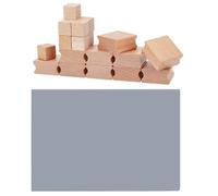 BENECREAT 20 Juego de Sellos de Goma Soportes de Sellos de Madera Dura En Blanco con Hoja de Sello de Goma Gris 2 Tamaños Bloque de Sellos de Grabado Láser Accesorios para Manualidades,2cm/4cm