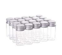 BENECREAT 20 Pack 10ml Botella de Vidrio con Tapa de Aluminio Botella de Deseo Decoración DIY de Manualidad Favores de Boda Decoraciones de Boda