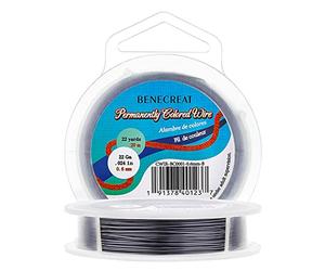 BENECREAT 20m 0.6mm Alambre de Cobre Cable Metálico Accesorios de manualidad para Diseño de Bisutería - Gunmetal Calibre 22