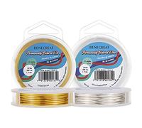 BENECREAT 20m 1mm Alambre de Cobre Cable Metal Alambre de Joyería para Manualidad Dorado y Plateado Calibre 18, 10m/Rollo, 2 Rollos