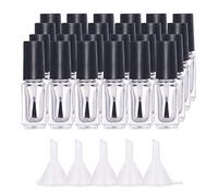 BENECREAT 24 botellas de esmalte de uñas vacías botellas de esmalte de uñas de vidrio transparente con cepillos, tolva de embudo 5 unidades