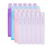 BENECREAT 24 Pack 10ml Botella Plástica Vacía de Aerosol de Niebla de Gota Rellenable Conveniente para Aceites Esenciales, Productos de Belleza Orgánicos,Detergentes Caseros y Aromaterapia 4 Colores