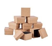 BENECREAT 24 Pack Cajas de Cartón Kraft para Anillo 5x5x3cm Pequeña Caja de Regalo para Cumpleaños Boda Festival Día de San Valentín