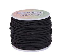 BENECREAT 3 mm 20m Cordón Elástico Hilo de Nylon de Rebordear Tela Hilo para Cuentas Pelo y Manualidad(3 mm, Negro)