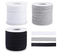BENECREAT 3 Rollo 30m Cordones Planos de Algodón de Repuesto, Cuerda Plana con Cordón de 10mm de Ancho Y 3 Colores con Carretes de Plástico para Accesorios de Prendas de Vestir, Suéter