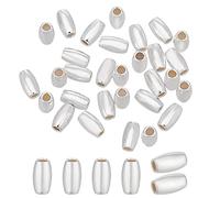 BENECREAT 30 cuentas espaciadoras ovaladas de arroz de plata de ley 925 de 5.5 mm, pequeñas cuentas espaciadoras de arroz ovaladas sin costuras, collares, accesorios de fabricación de joyas