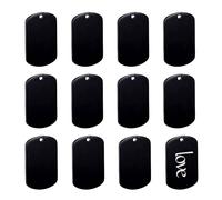 BENECREAT 30 piezas de etiquetas de aluminio negro, aptas para collares, pulseras y colgantes de joyería, 5 x 2,9 cm