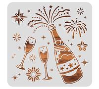 BENECREAT 30 x 30 cm, plantillas de pintura de plástico, botellas de vino, vasos grandes, reutilizables, plantillas para pintar en álbumes de recortes, tejas, piso, madera