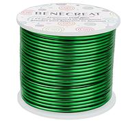 BENECREAT 30m 2mm Alambre de Aluminio Hilo Metálico para Fabricación de Artesanías Rebordeado Alambre de Manualidad de Aluminio Calibre 12 Verde