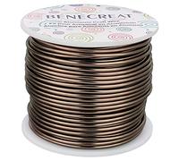 BENECREAT 30m 2mm Alambre de Aluminio Hilo Metálico para Fabricación de Artesanías Rebordeado Alambre de Manualidad de Aluminio Calibre 12 Color Camello