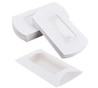 BENECREAT 30pcs 7.1x12.2x2cm Papel Almohada Cajas de Dulces con Ventana Transparente Rectangular, Caja de Embalaje de Dulces Blancos Caja de Regalo Pequeña para Favores de Boda Suministros