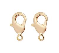 BENECREAT 30PCS Broches de Langosta Chapados en 18K Oro 12x7x2.5mm Broches de Garra de Langosta de Latón con Recipiente de Plástico para Hacer Joyas Pulsera Collar Colgantes