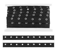 BENECREAT 4,5 m - Cinta con ojales de algodón negro, cinta de vestir de sarga con ojales de 25 mm de ancho con anilla de metal plateado para corsé camisa, zapatos costura