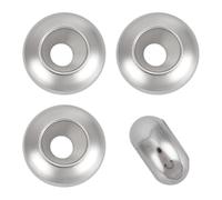 BENECREAT 4 cuentas espaciadoras de plata de ley 925, cuentas redondas de plata con interior de silicona para hacer joyas, cuentas sueltas de disco para aretes, collares, 7 x 3,5 mm, platino