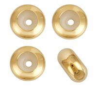 BENECREAT 4 cuentas espaciadoras de plata de ley 925, cuentas redondas de plata con interior de silicona para hacer joyas, cuentas sueltas de disco para aretes, collares, 7 x 3,5 mm, dorado