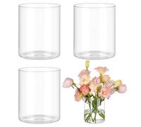 BENECREAT 4 jarrones cilíndricos de cristal, 12 cm transparente, aspecto minimalista, transparente, oblongo, ideal para cenas a la luz de las velas, grandes eventos, velas flotantes, arreglos florales