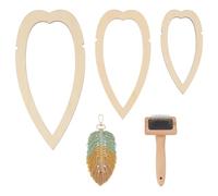 BENECREAT 4 Juego de Suministros de Macramé, Plantilla de Hoja de Macramé de Madera, 3 Molde de Corte Y 1 peines de Acero Inoxidable para Hacer Borlas de Plumas de Macramé., Lágrima Delgada